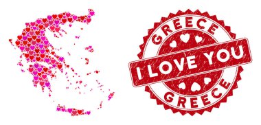 Valentine Kalp Kolajı Yunanistan Damgalı Haritası