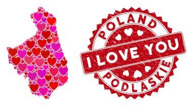 Sevimli Kalp Kolajı Podlaskie Voyvoda Haritası Çizilmiş Mühür