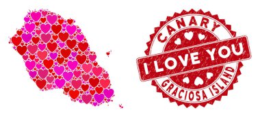 Hoş Kalp Mozaiği Graciosa Adası Haritası