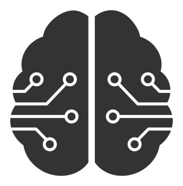 Düz Vektör Elektronik Beyin Simgesi
