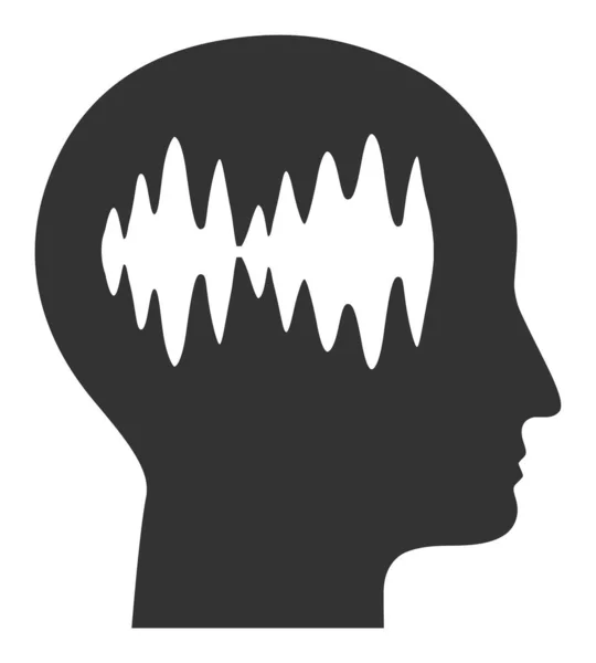Icono de ondas cerebrales de vector plano — Archivo Imágenes Vectoriales