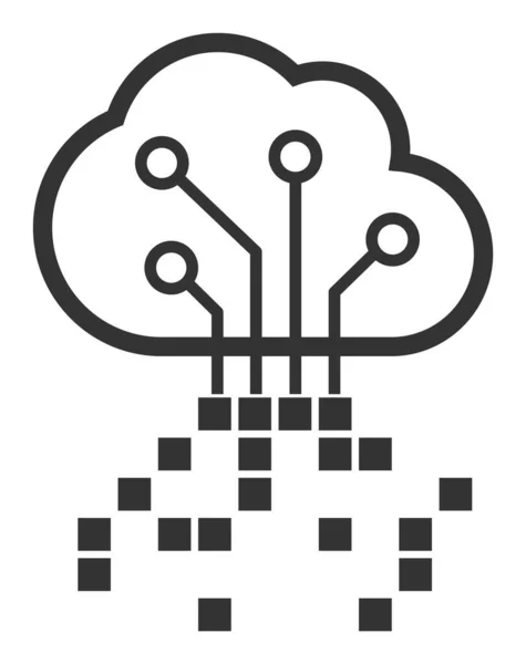 Flat Vector Digital Cloud Icon — ストックベクタ