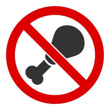 Düz Vektör Tavuk Bacağı Yok Simgesi