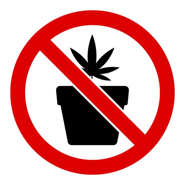 Flacher Vektor kein Cannabis-Topf-Symbol — Stockvektor