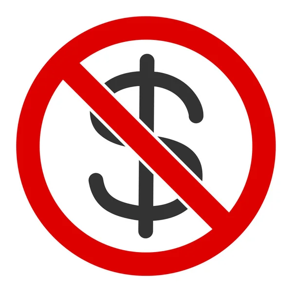 Flat Vector geen Dollar valuta pictogram — Stockvector