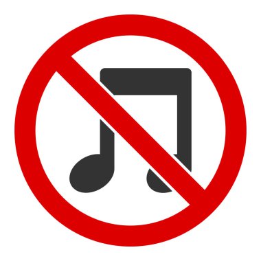 Düz Vektör Melodi Yok Simgesi