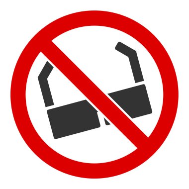 Düz Vektör Güneş Gözlüğü Yok Simgesi