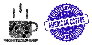 Collage Coffee Mug Icon with Distress American Coffee Seal