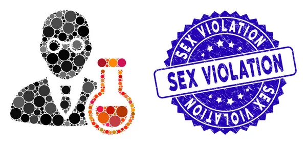 Икона мозаичного химика с грифом "Grunge Sex Violation" — стоковый вектор