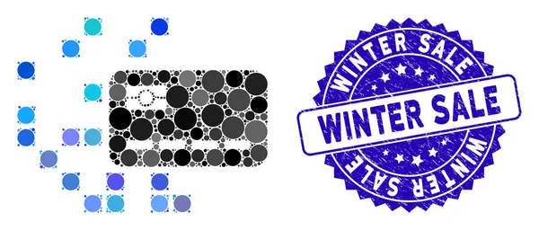 Цифровая икона мозаики с текстурированной зимней печатью — стоковый вектор