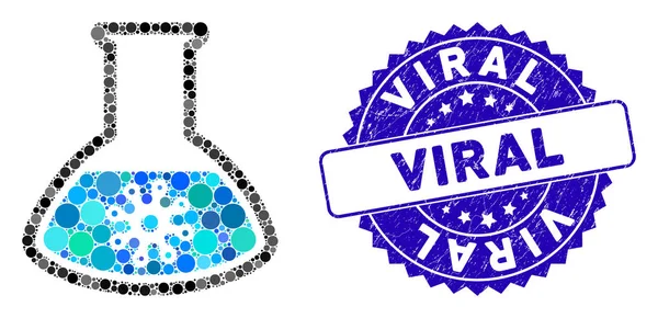 Icono de Retorsión de Infección Mosaico con Sello Viral Texturizado — Vector de stock