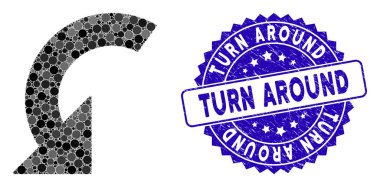 Mozaik Döndürme Sol Simge Çevrili Mühür Çevirisi