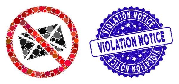 Mosaic No Mail Icon with Scratched Violation Notice Seal — стоковий вектор