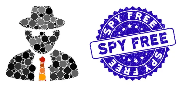 Ψηφιδωτό εικονίδιο κατασκόπων με Grunge Spy Free Stamp — Διανυσματικό Αρχείο