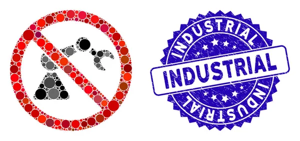 Mosaic No Industrial Robotics Icon with Scratched Industrial Stamp — Stock Vector