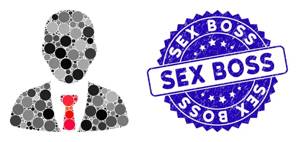 大专院校商人偶像连Scratched Sex Boss Stamp — 图库矢量图片