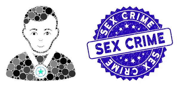 Mosaico campione icona con angoscia crimine sessuale Sigillo — Vettoriale Stock