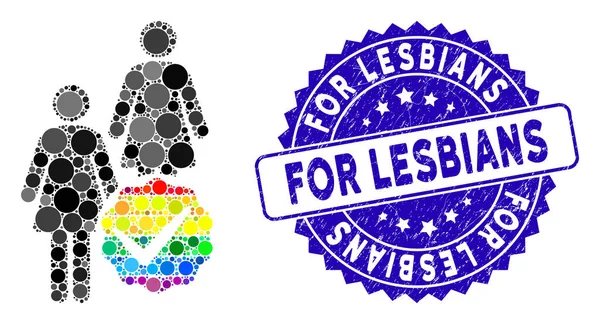 Collage voor lesbiennes icoon met textuur voor lesbiennes stempel — Stockvector