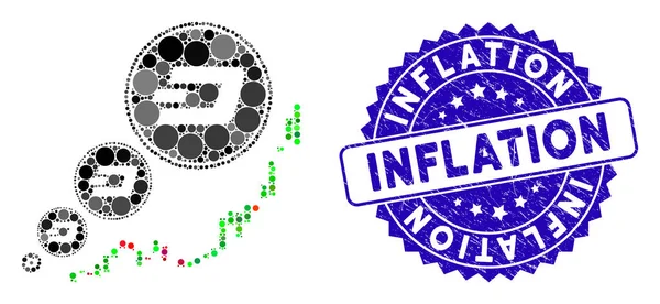 Gráfico de inflación de mosaico Dashcoin Icono con sello de inflación rayado — Vector de stock
