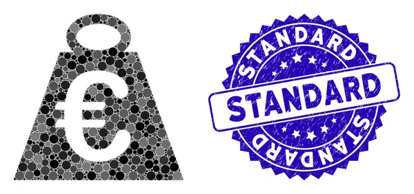 Colagem Euro Peso Ícone padrão com selo padrão Grunge — Vetor de Stock