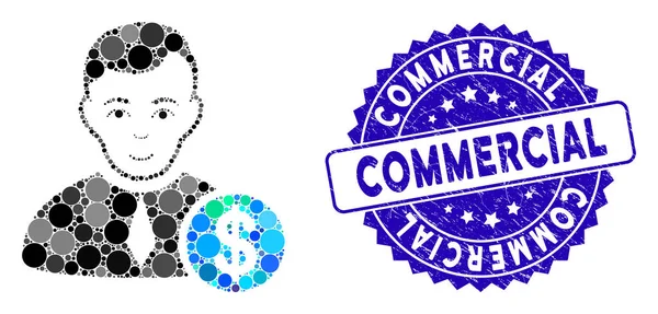 Mosaic Abogado Comercial Icono con Distress Sello Comercial — Vector de stock