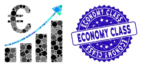 Κολάζ Euro Bar Chart Εικονίδιο με scratched Economy Class Seal — Διανυσματικό Αρχείο