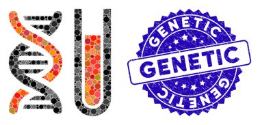 Grunge Genetik Mühürlü Kolaj Genetik Analiz Simgesi