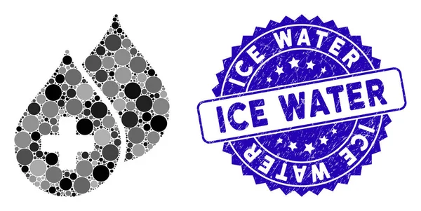 Mosaico médico gotas icono con Sello de agua de hielo con textura — Archivo Imágenes Vectoriales