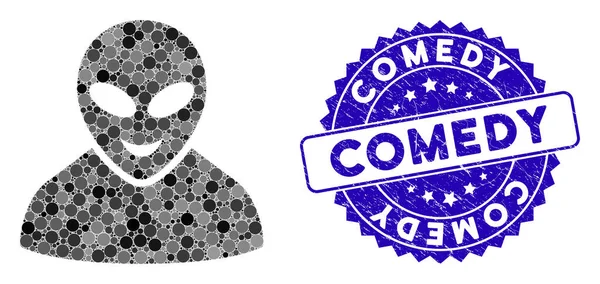 Mozaika Glad Obca osoba ikona z Scratched Comedy Stamp — Wektor stockowy