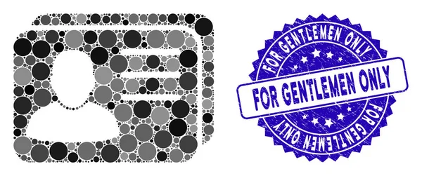 Ícone de Cartões de Conta Mosaico com Grunge para Cavalheiros Apenas Selo — Vetor de Stock
