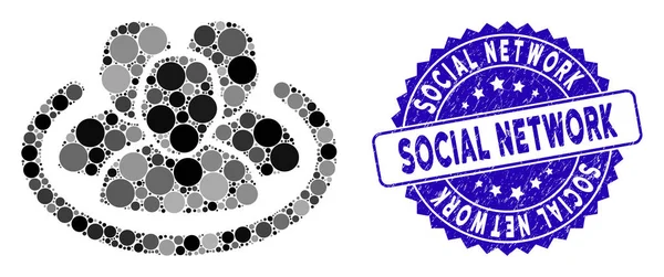 Collage Social Network Icon with Distress Social Network Seal