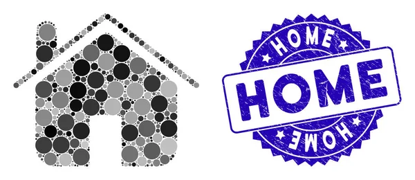 Icône Mosaic Home avec timbre texturé — Image vectorielle