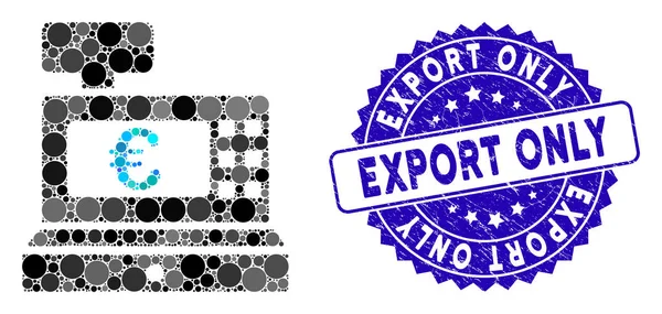 Collage Euro-Kassensymbol mit zerkratztem Exportsiegel — Stockvektor