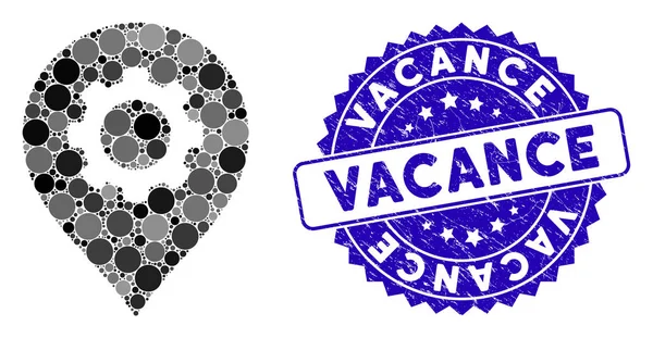 Mosaic Gear Factory Marker Icône avec timbre de vacance rayé — Image vectorielle