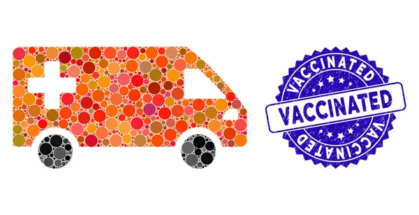 Ψηφιδωτή εικόνα Van έκτακτης ανάγκης με scratched εμβολιασμένη σφραγίδα — Διανυσματικό Αρχείο