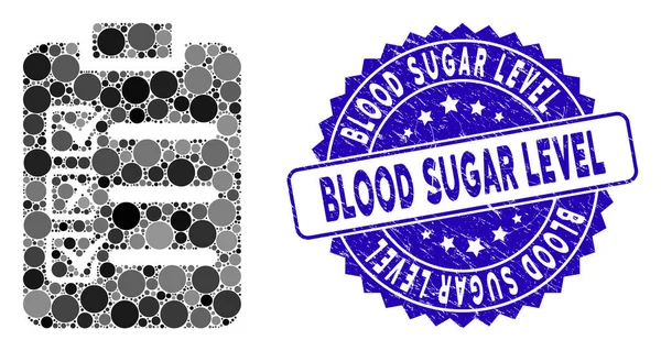 Seznam kontrol koláže Ikona s Grunge Blood Sugar Level Seal — Stockový vektor