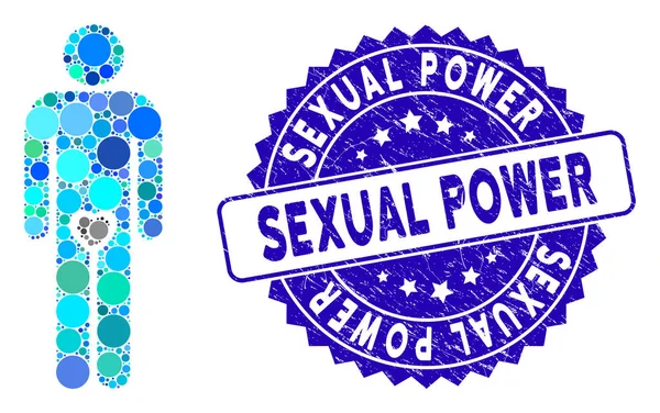 Mozaik Aşık Adam Simgesi Dokulu Cinsel Güç Damgası — Stok Vektör