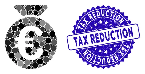 Mosaïque Euro Money Bag Icône avec sceau de réduction d'impôt texturé — Image vectorielle