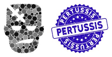 Grunge Pertussis Mühürlü Mozaik Baş Hasta Simgesi