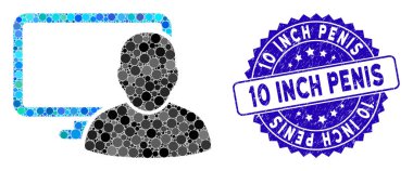 Mosaic Computer User Icon with Textured 10 Inch Penis Seal