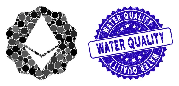 Icono de sello de insignia de mosaico Ethereum con sello de calidad de agua grunge — Archivo Imágenes Vectoriales