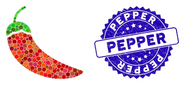 Εικονίδιο Mosaic Chili Pepper με ξύσμα πιπεριού — Διανυσματικό Αρχείο