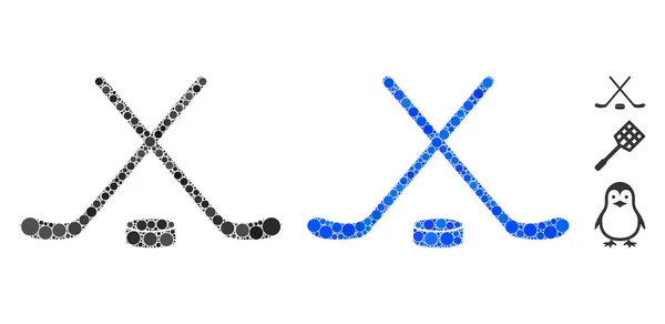 Hockey mosaico icono de artículos esféricos — Vector de stock