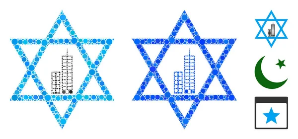 Estrella de Jerusalén Icono de mosaico de elementos esféricos — Archivo Imágenes Vectoriales