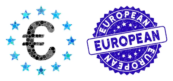 Collage Icône de l'Union européenne avec Grunge European Seal — Image vectorielle