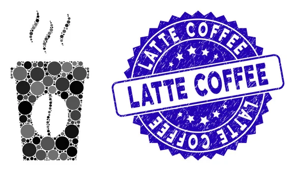 Mosaic Paper Coffee Cup Icône avec joint de café Grunge Latte — Image vectorielle
