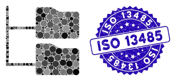 Collage Categorie Folder Tree Icon met nood Iso 13485 Seal — Stockvector
