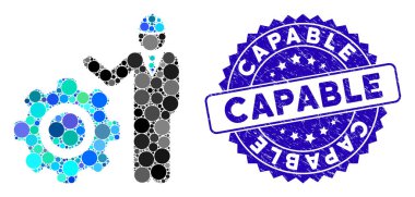 Grunge Stamp ile Dişli Simgesi Kolaj Mühendisi