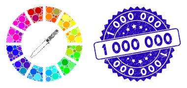 Mozaik Renk Tekerleği Simgesi 1000 Damgalı