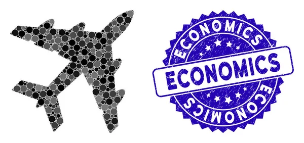 Collage Bomber Icon with Grunge Economics Stamp — Stok Vektör